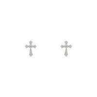 Icy Sharp Patonce Cross Stud Earrings white (14K) front - Popular Jewelry - New York