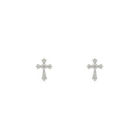 Naušnice u obliku križa Icy Sharp Patonce bijele (14K) sprijeda - Popular Jewelry - New York