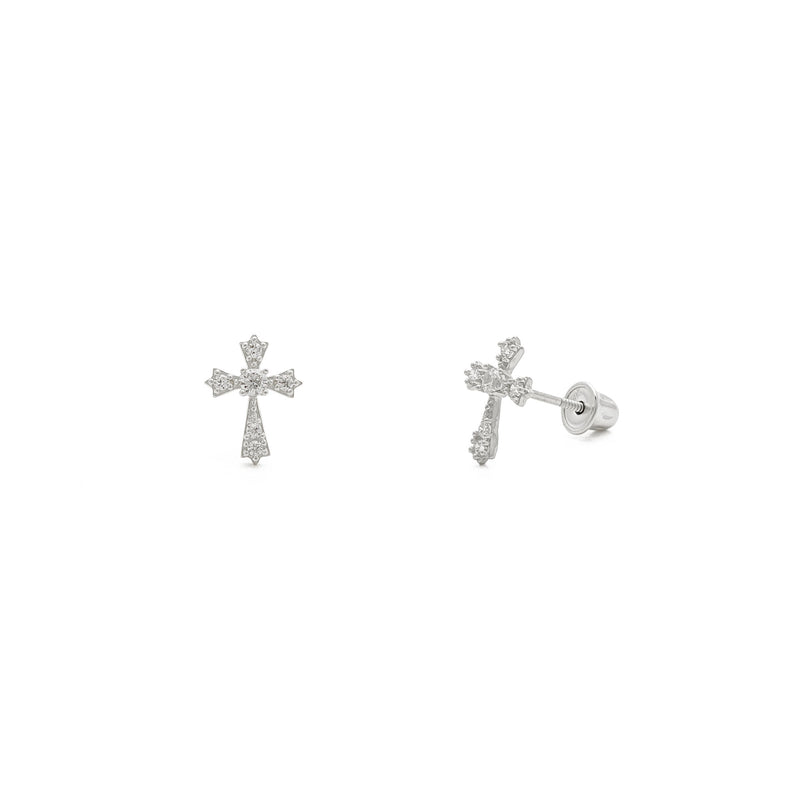 Icy Sharp Patonce Cross Stud Earrings white (14K) main - Popular Jewelry - New York