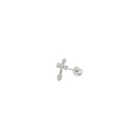 Icy Sharp Patonce Cross Stud Earrings white (14K) side - Popular Jewelry - New York