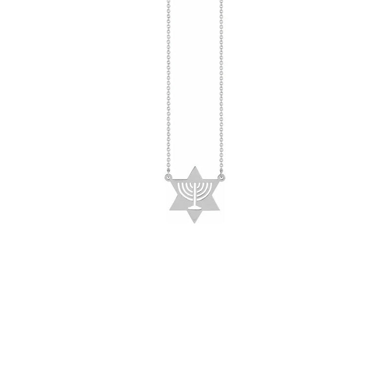 Menorah Star Necklace white (14K) front - Popular Jewelry - New York