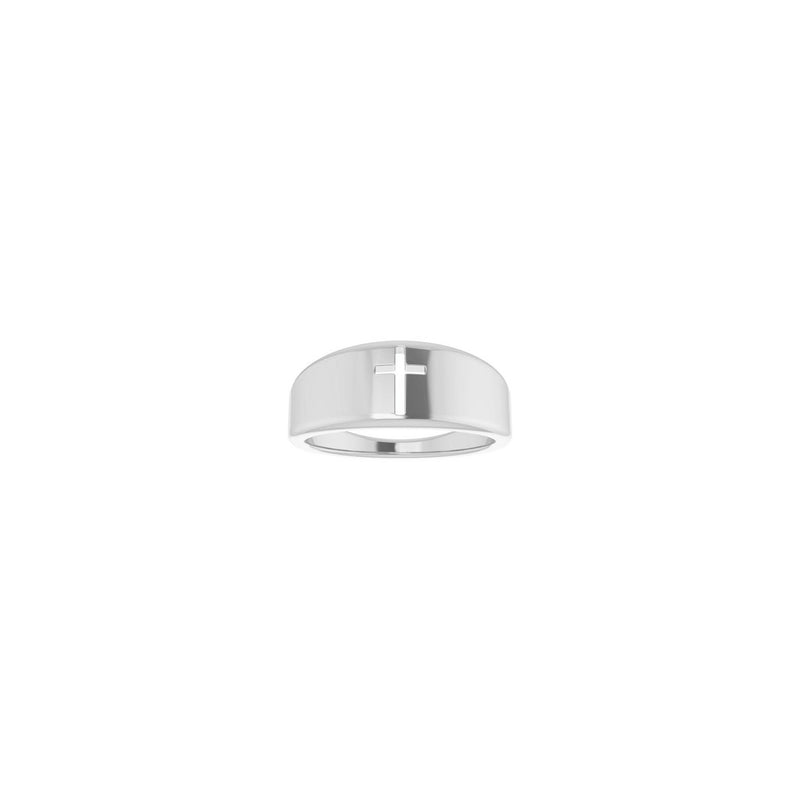 Pierced Cross Ring white (14K) front - Popular Jewelry - New York