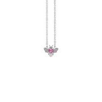 Pink Sapphire Bee Gemstone Charm Necklace white (14K) front - Popular Jewelry - New York