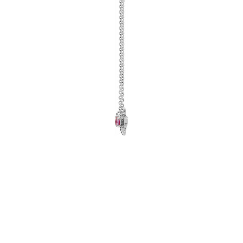 Pink Sapphire Bee Gemstone Charm Necklace white (14K) side - Popular Jewelry - New York