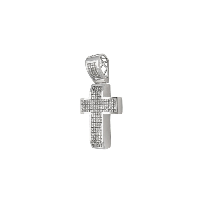 Princess-Cut Diamond Iced-Out Cross Pendant (14K) side 1 - Popular Jewelry - New York