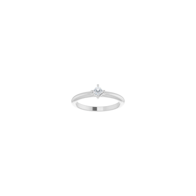 Princess Cut Diamond Stackable Solitaire Ring white (14K) front - Popular Jewelry - New York