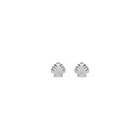 Sea Shell Stud Earrings white (14K) front - Popular Jewelry - New York