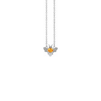Spessartite Garnet Bee Gemstone Charm Necklace fotsy (14K) eo anoloana - Popular Jewelry - New York