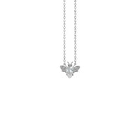 White Sapphire Bee Gemstone Charm Necklace white (14K) front - Popular Jewelry - New York