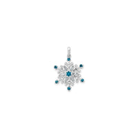 白色和藍色鑽石雪花吊墜 (14K) 正面 - Popular Jewelry - 紐約