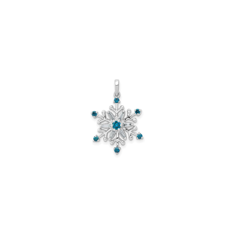 White & Blue Diamond Snowflake Pendant (14K) front - Popular Jewelry - New York