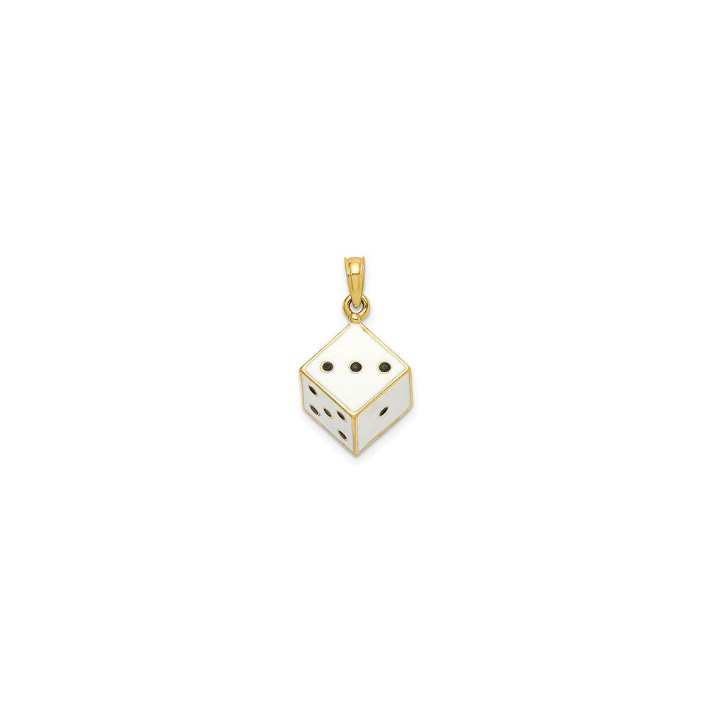 3D Enameled Die Pendant black (14K) front - Popular Jewelry - New York