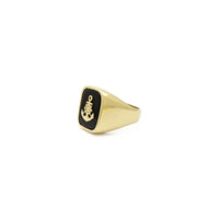 Black Onyx Anchor Signet Ring (14K) side 1 - Popular Jewelry - New York