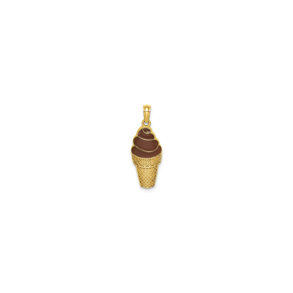 Chocolate Ice Cream Cone Pendant (14K) front - Popular Jewelry - New York