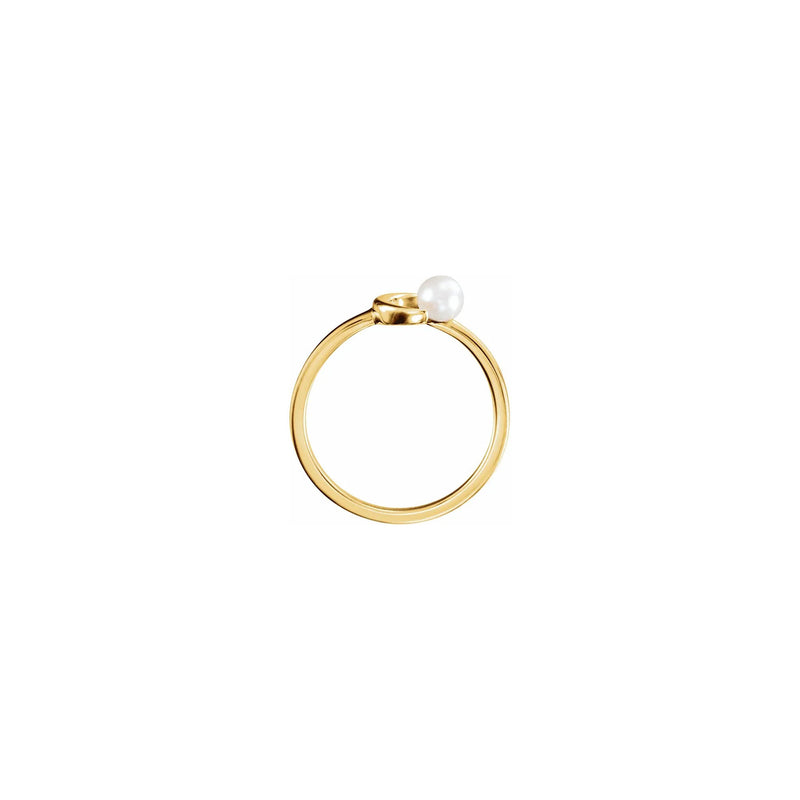 Crescent Moon Pearl Stackable Ring yellow (14K) setting - Popular Jewelry - New York