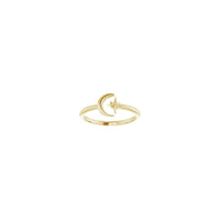 Crescent Moon & North Star Stackable Ring kuning (14K) depan - Popular Jewelry - New York