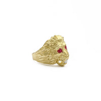 Crimson-Eyed Lion Head Ring (14K) side 2 - Popular Jewelry - New York