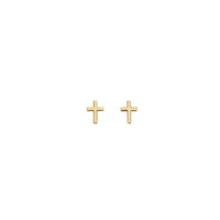 Cross Stud Earrings yellow (14K) front - Popular Jewelry - New York
