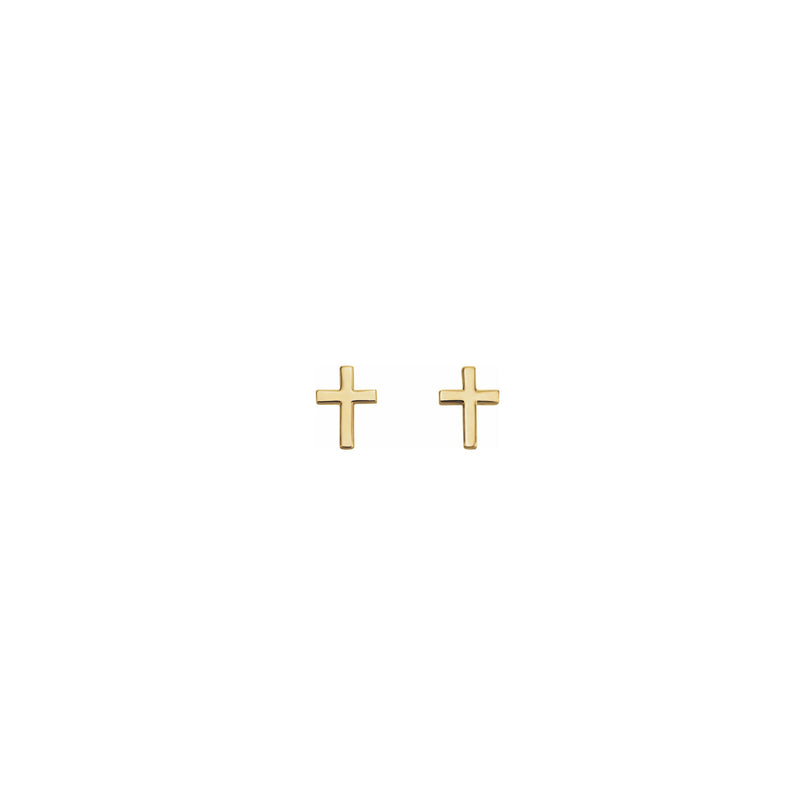 Cross Stud Earrings yellow (14K) front - Popular Jewelry - New York