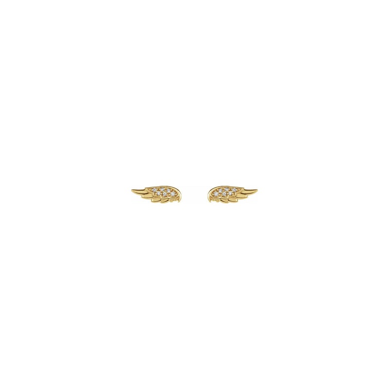 Diamond Accented Angel Wing Stud Earrings yellow (14K) front - Popular Jewelry - New York