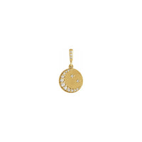 డైమండ్ క్రెసెంట్ మూన్ మరియు స్టార్స్ డిస్క్ లాకెట్టు పసుపు (14K) ముందు - Popular Jewelry - న్యూయార్క్