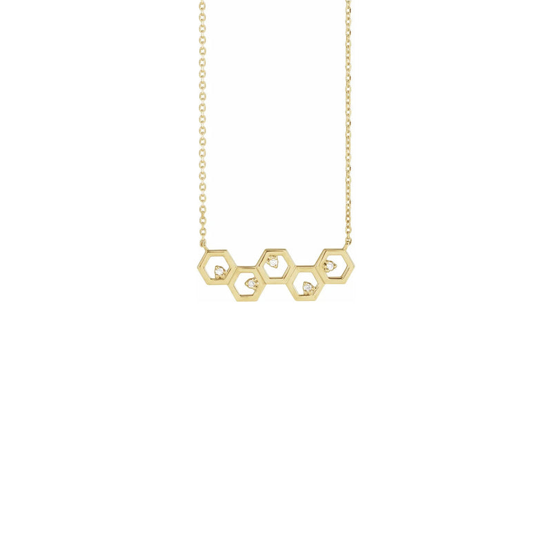 Diamond Honeycomb Necklace yellow (14K) front - Popular Jewelry - New York