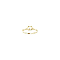 Diamond Honeycomb Stackable Solitaire Ring kuning (14K) depan - Popular Jewelry - New York