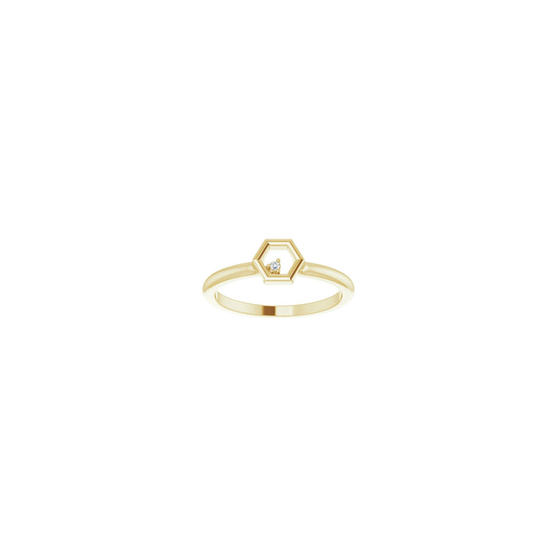 Diamond Honeycomb Stackable Solitaire Ring yellow (14K) front - Popular Jewelry - New York
