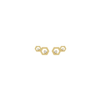 Diamond Honeycomb Stud Earrings kuning (14K) depan - Popular Jewelry - New York