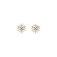 Diamond Iced-Out Snowflake Stud Earrings yellow (14K) front  - Popular Jewelry - New York