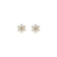 鑽石冰晶雪花耳環黃色 (14K) 正面 - Popular Jewelry - 紐約