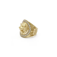 Iced-Out Border Roaring Lion Ring (14K) kilid 1 - Popular Jewelry - New York