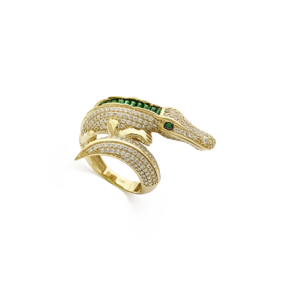 Iced-Out Crocodile Wrap-Around Ring (14K) main - Popular Jewelry - New York