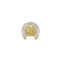 Iced-Out Jesus Cobble-Banded Ring (14K) front - Popular Jewelry - New York