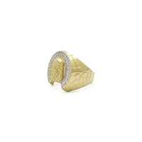 Iced-Out Jesus Cobble-Banded Ring (14K) side 1 - Popular Jewelry - New York