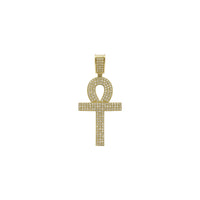 Iced-Out Milgrain Ankh Pendant (14K) front - Popular Jewelry - New York