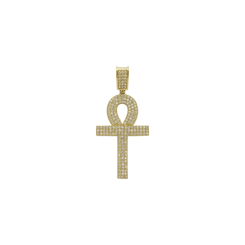 Iced-Out Milgrain Ankh Pendant (14K) front - Popular Jewelry - New York