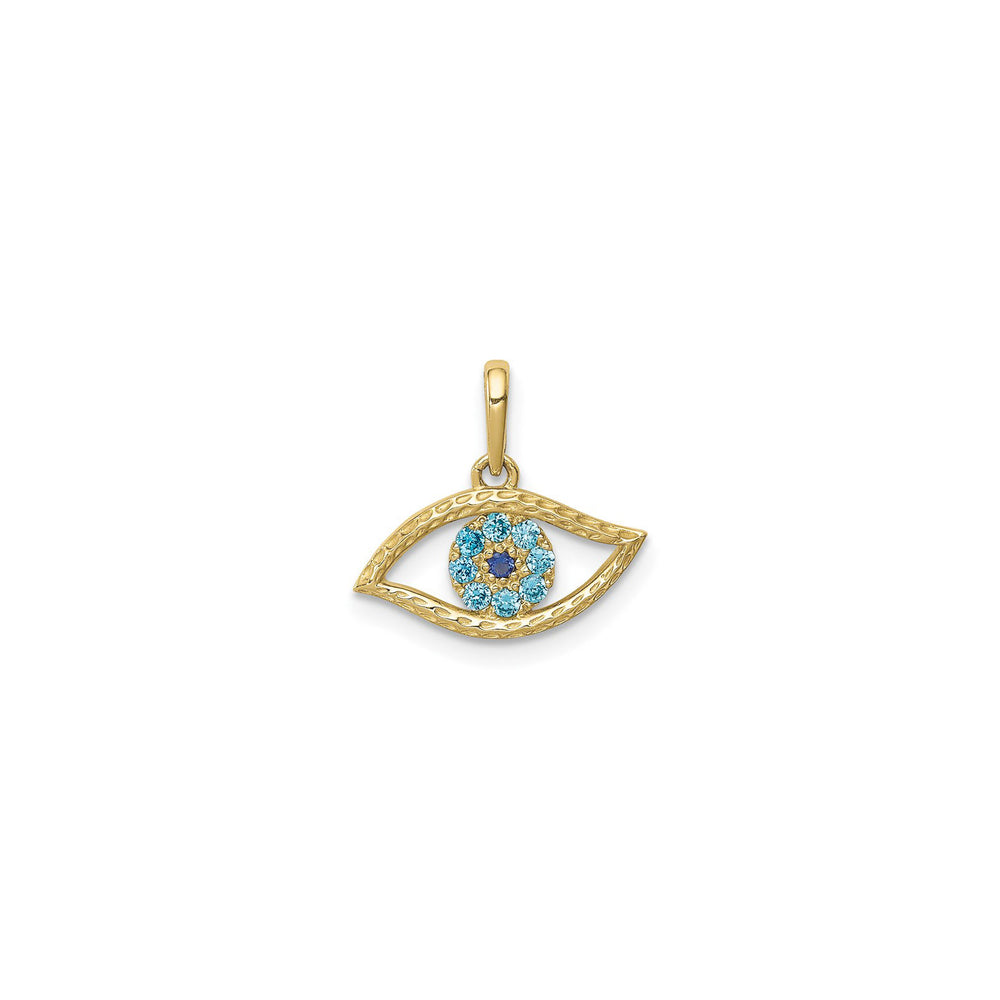 Icy Blue Eye Pendant (14K) front - Popular Jewelry - New York