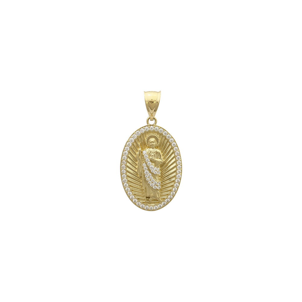 Icy Saint Jude Oval Pendant (14K) front - Popular Jewelry - New York