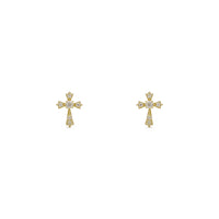 Icy Sharp Patonce Cross Stud Earrings yellow (14K) front - Popular Jewelry - New York