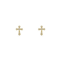 Icy Sharp Patonce Cross Stud Earrings kuning (14K) depan - Popular Jewelry - New York