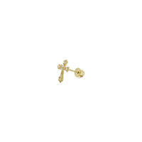 Icy Sharp Patonce Cross Stud Earrings yellow (14K) side- Popular Jewelry - 뉴욕