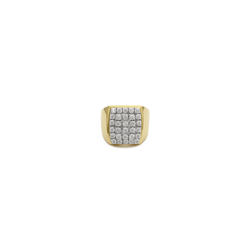 Icy Square Cluster Signet Ring (14K) front - Popular Jewelry - New York