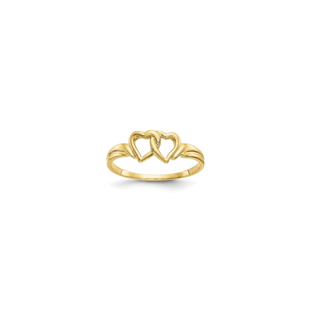 Interlocking Heart Ring (14K) diagonal - Popular Jewelry - New York