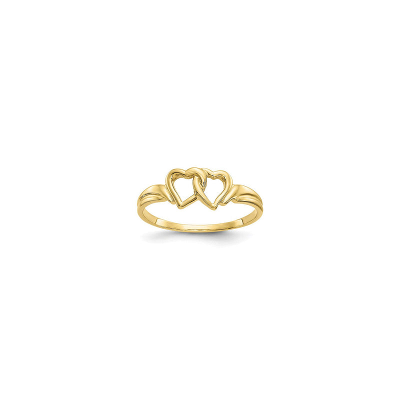 Interlocking Heart Ring (14K) diagonal - Popular Jewelry - New York