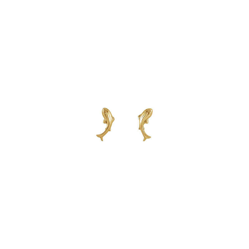 Koi Fish Stud Earrings yellow (14K) front - Popular Jewelry - New York