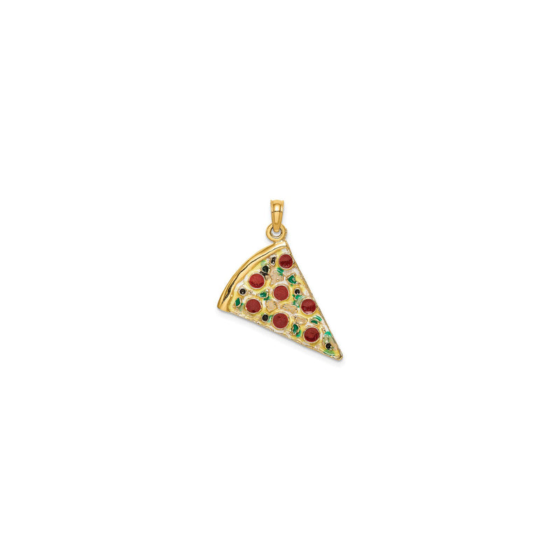 Large Pepperoni Pizza Slice Pendant (14K) front - Popular Jewelry - New York