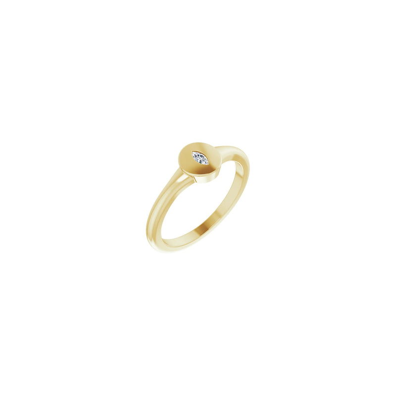Marquise Diamond Bezel Signet Ring yellow (14K) diagonal - Popular Jewelry - New York