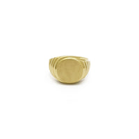Oval Ribbed Band Signet Ring (14K) front - Popular Jewelry - New York