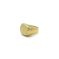 Oval Ribbed Band Signet Ring (14K) kilid 1 - Popular Jewelry - New York